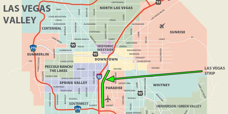 mapa de Las Vegas Valley